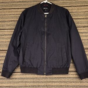 BONOBOS Solid Black Cotton Nylon Blend Mens Medium Bomber Full Zip Jacket